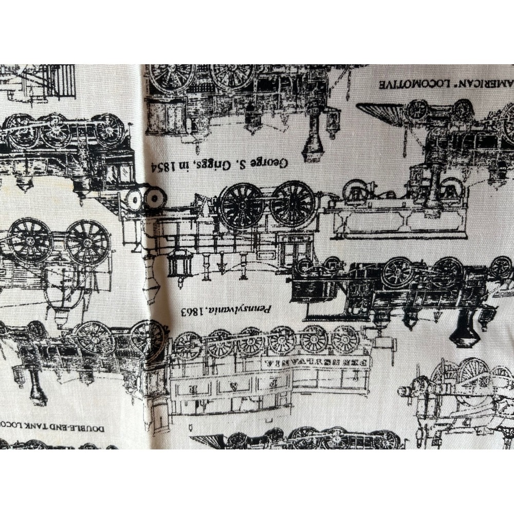 Vintage Steam Locomotive Train Print Square Scarf Black Red White 21x21 - Picture 4 of 5